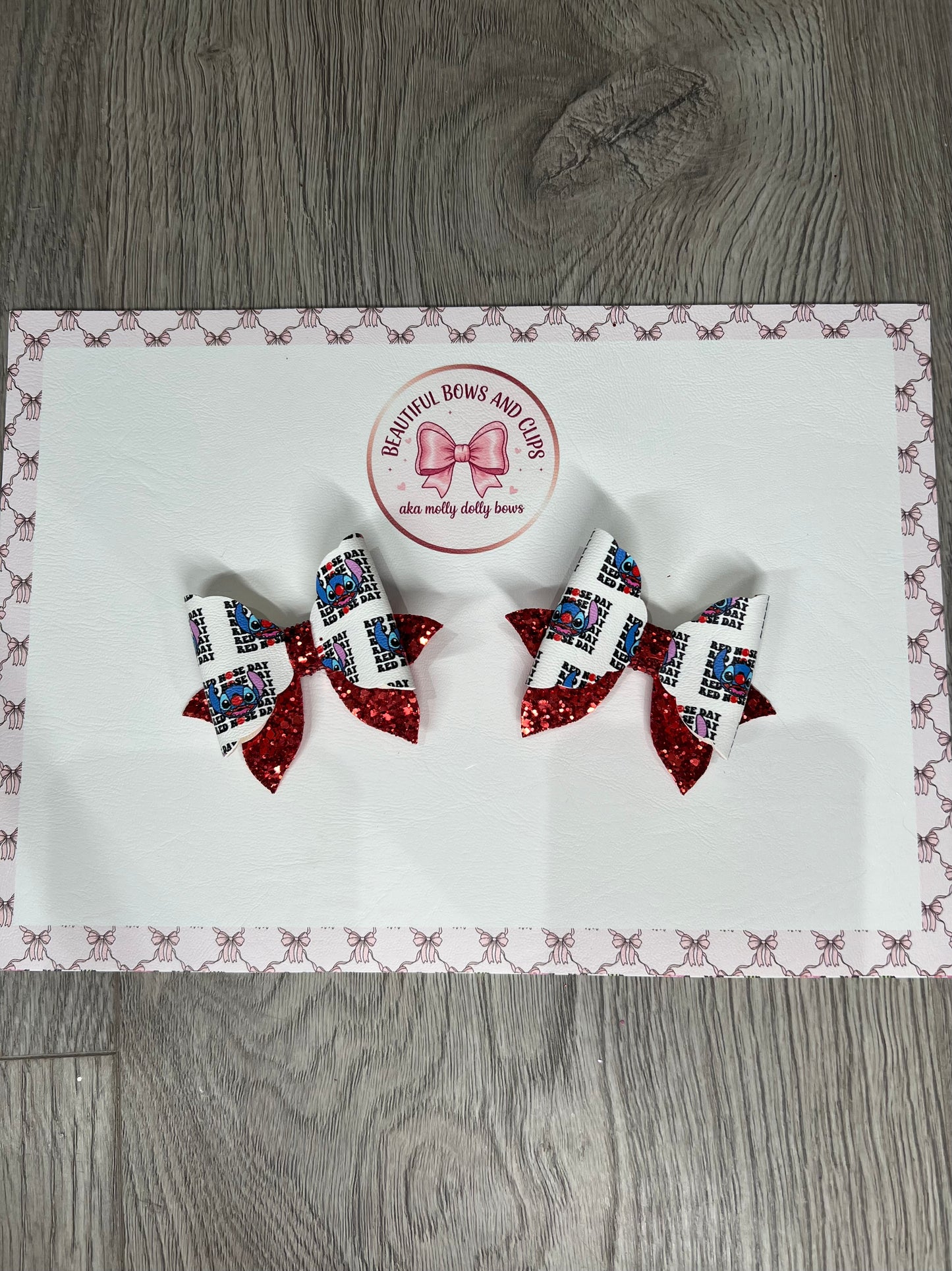 Stitch Red Nose Day hair bow set