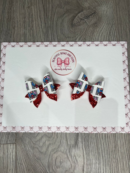 Stitch Red Nose Day hair bow set