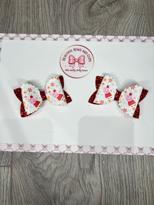 Peppa Red Nose Day hair bow set
