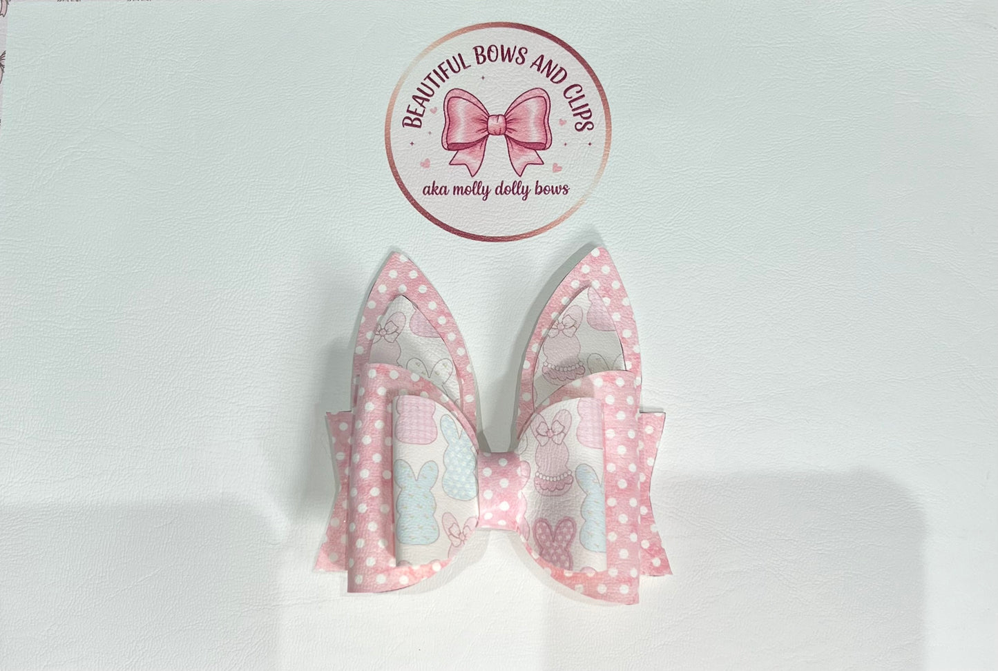 Pink bunny hair bow