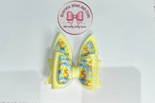 Easter chick bunny hair bow
