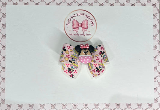 Minnie egg Easter clay bow