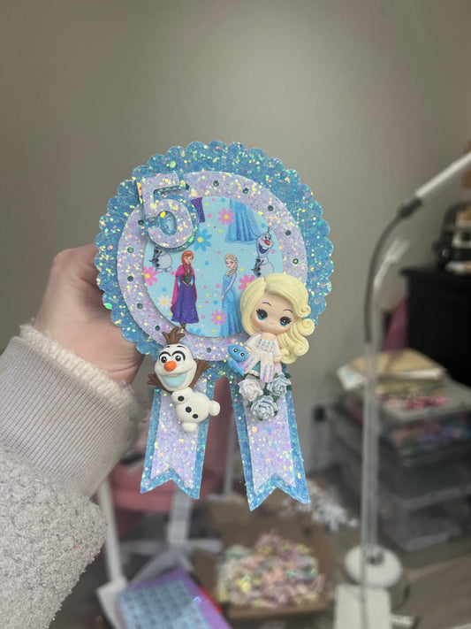 Custom clay birthday badge 2 clays