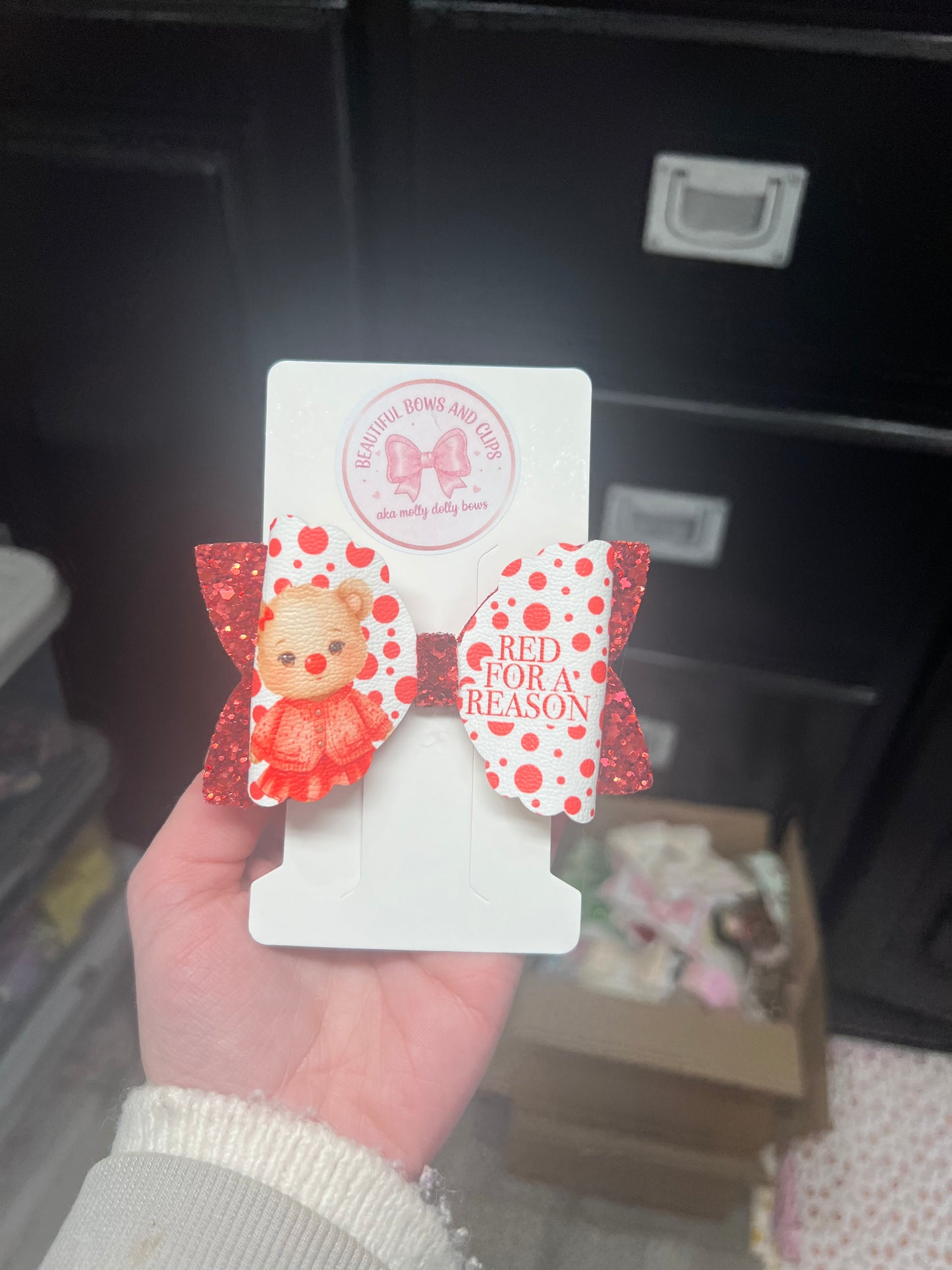 Red Nose Day bear hair bow