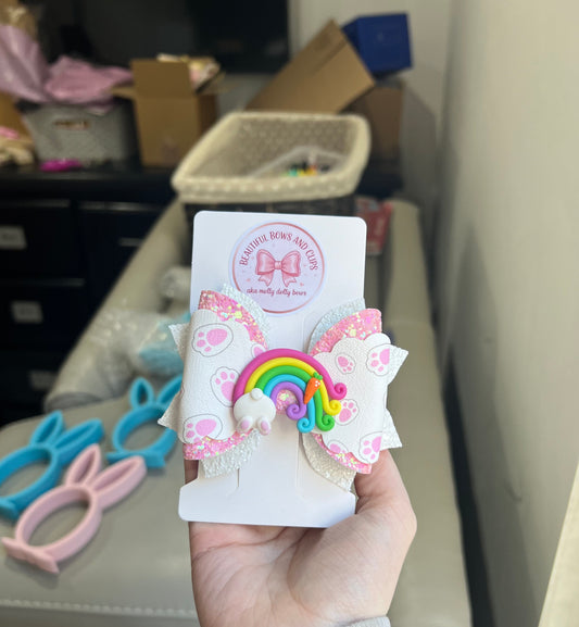 Bunny rainbow hair bow