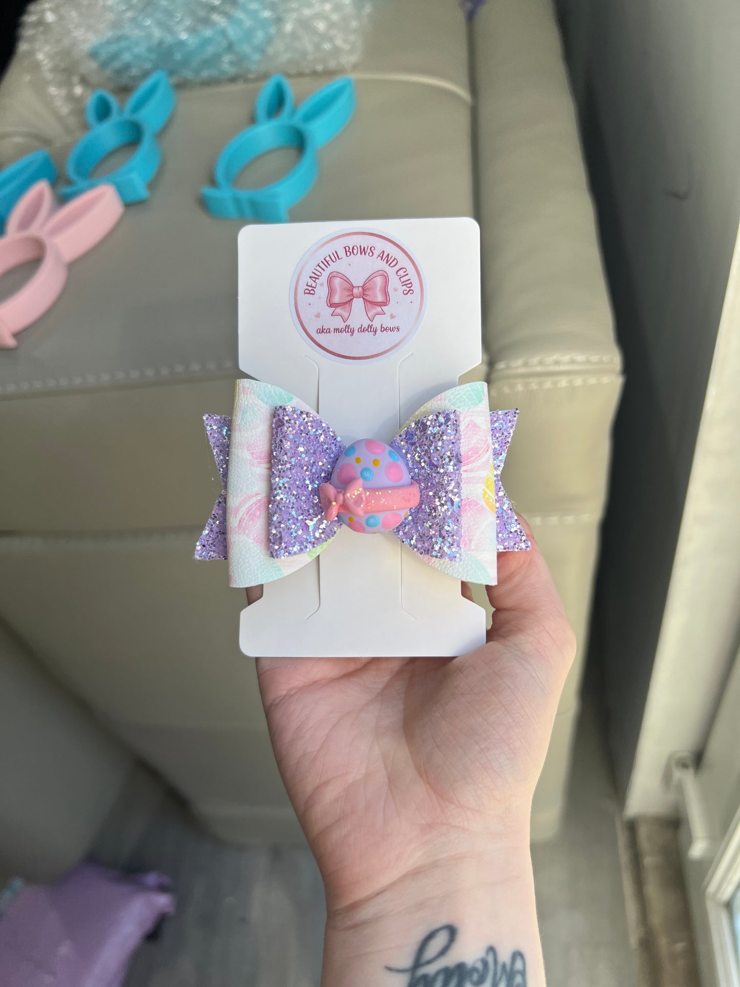 Purple Easter egg hair bow