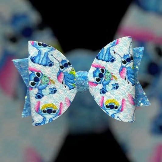 Blue monster hair bow