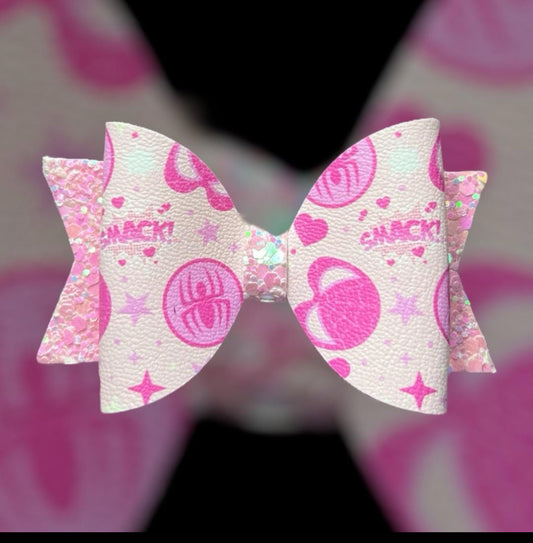 Spider superhero bow pink