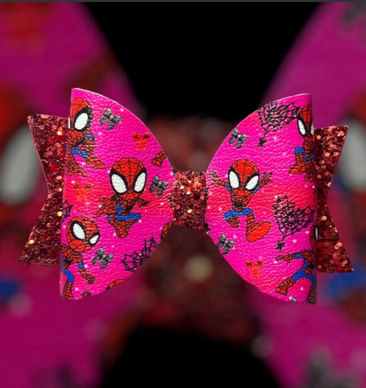 Spider superhero bow hot pink