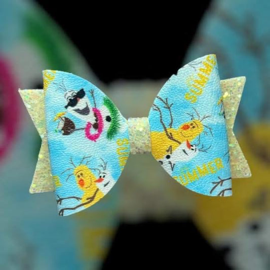 Summer snowman hair bow
