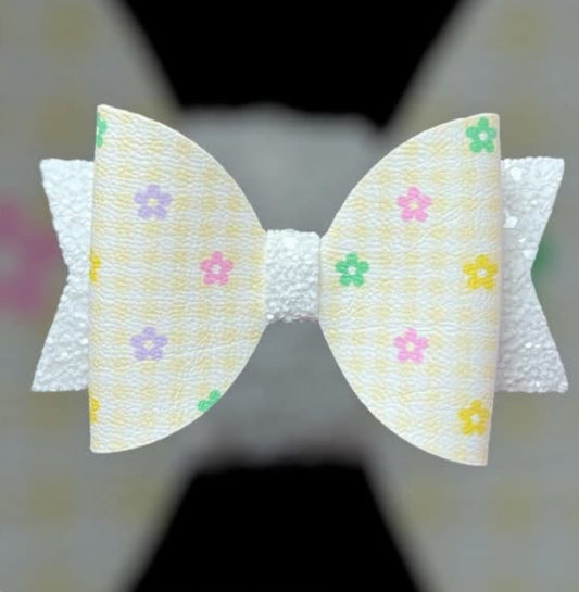 Lemon checked daisy hair bow