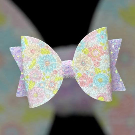 Pastel floral hair bow set