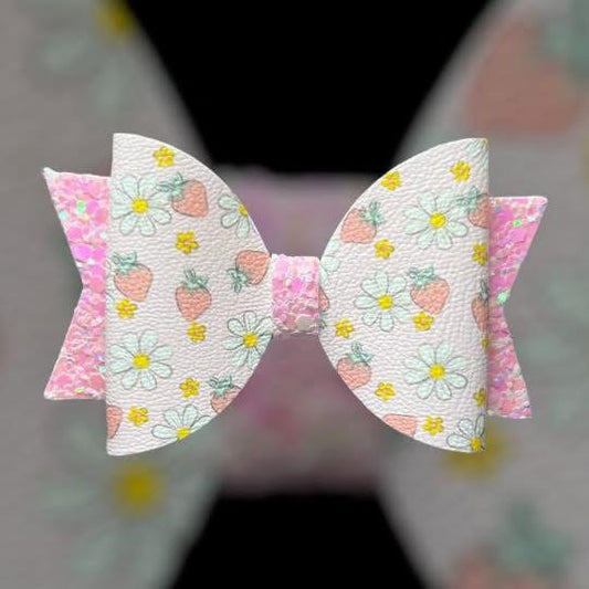 Strawberry Daisy light hair bow