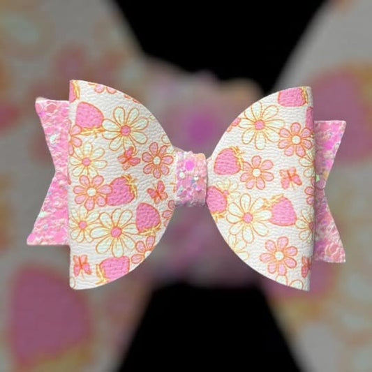 Strawberry Daisy Bright hair bow