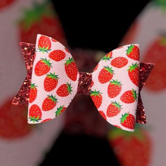Pink strawberry hair bow