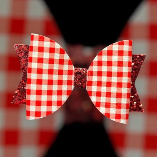 Gingham hair bow set