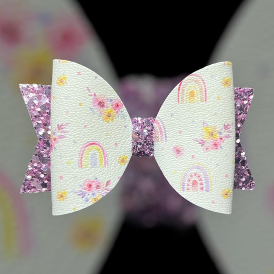 Rainbow floral hair bow