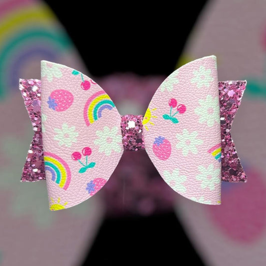 Summer rainbow fruits hair bow