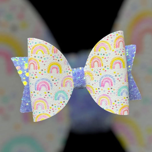 Pastel rainbow hair bow