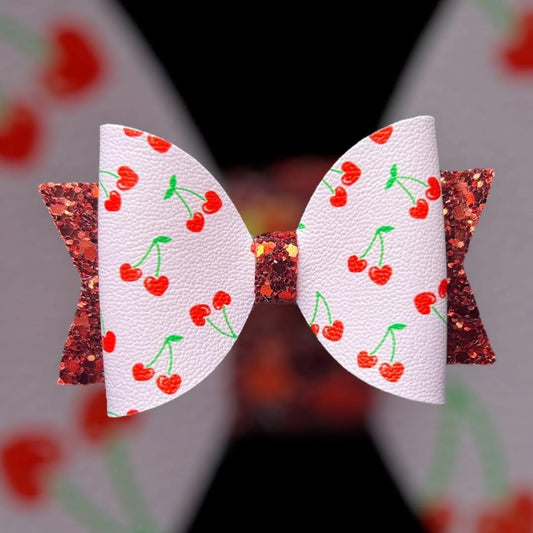 Cherry hearts hair bow