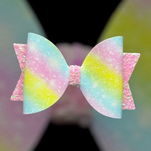 Pastel rainbow hair bow