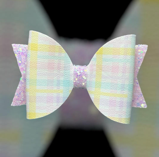 Pastel tartan hair bow