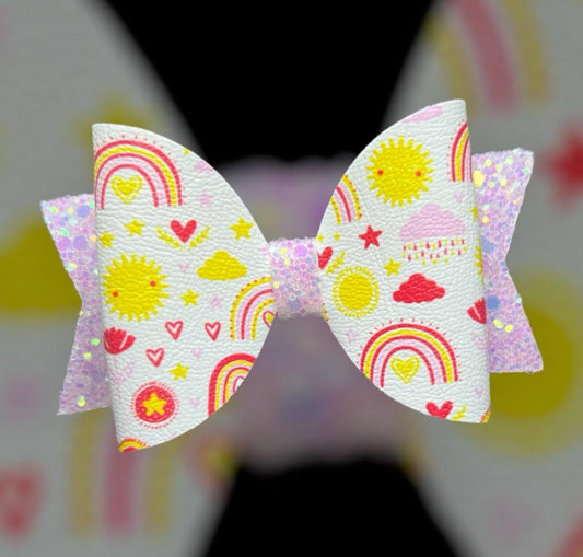 Sunshine rainbow hair bow