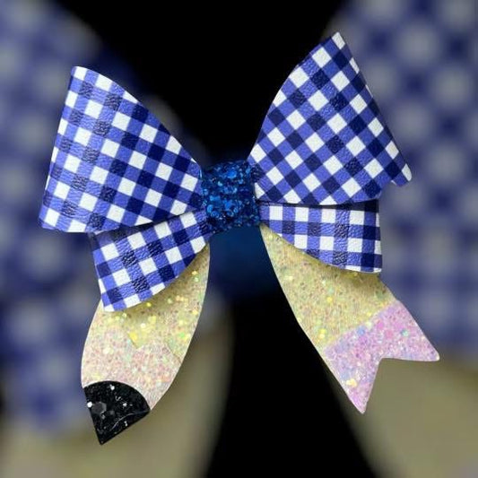 Gingham pencil hair bow (single bow)