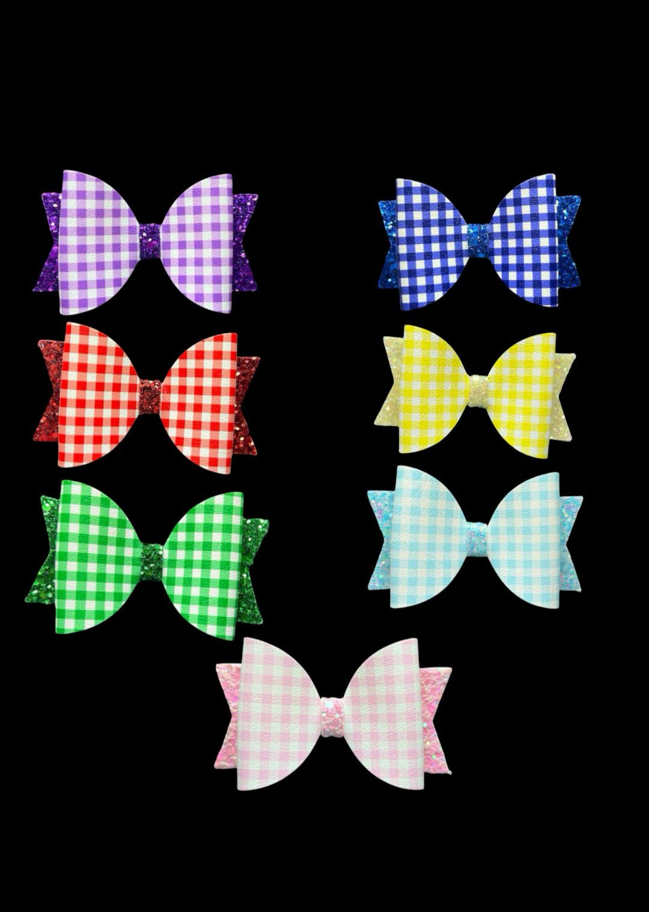 Gingham hair bow set