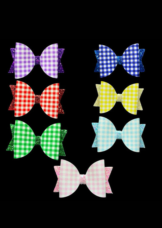 Gingham hair bow set