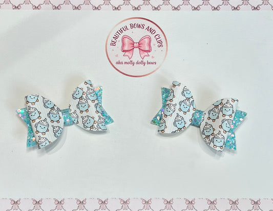 Jelly cat hot chocolate hair bow set