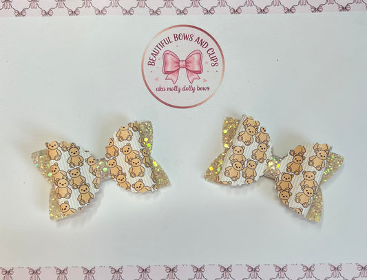 Jelly cat bear hair bow set