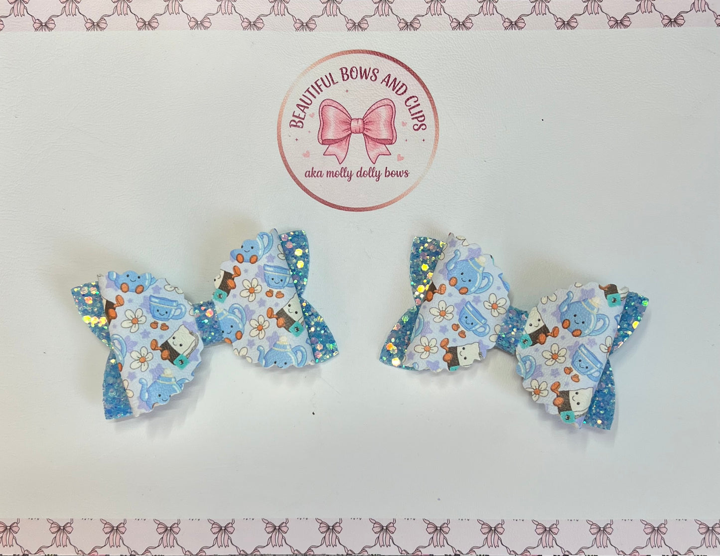 Jelly cat teapot and tea bag hair bow set