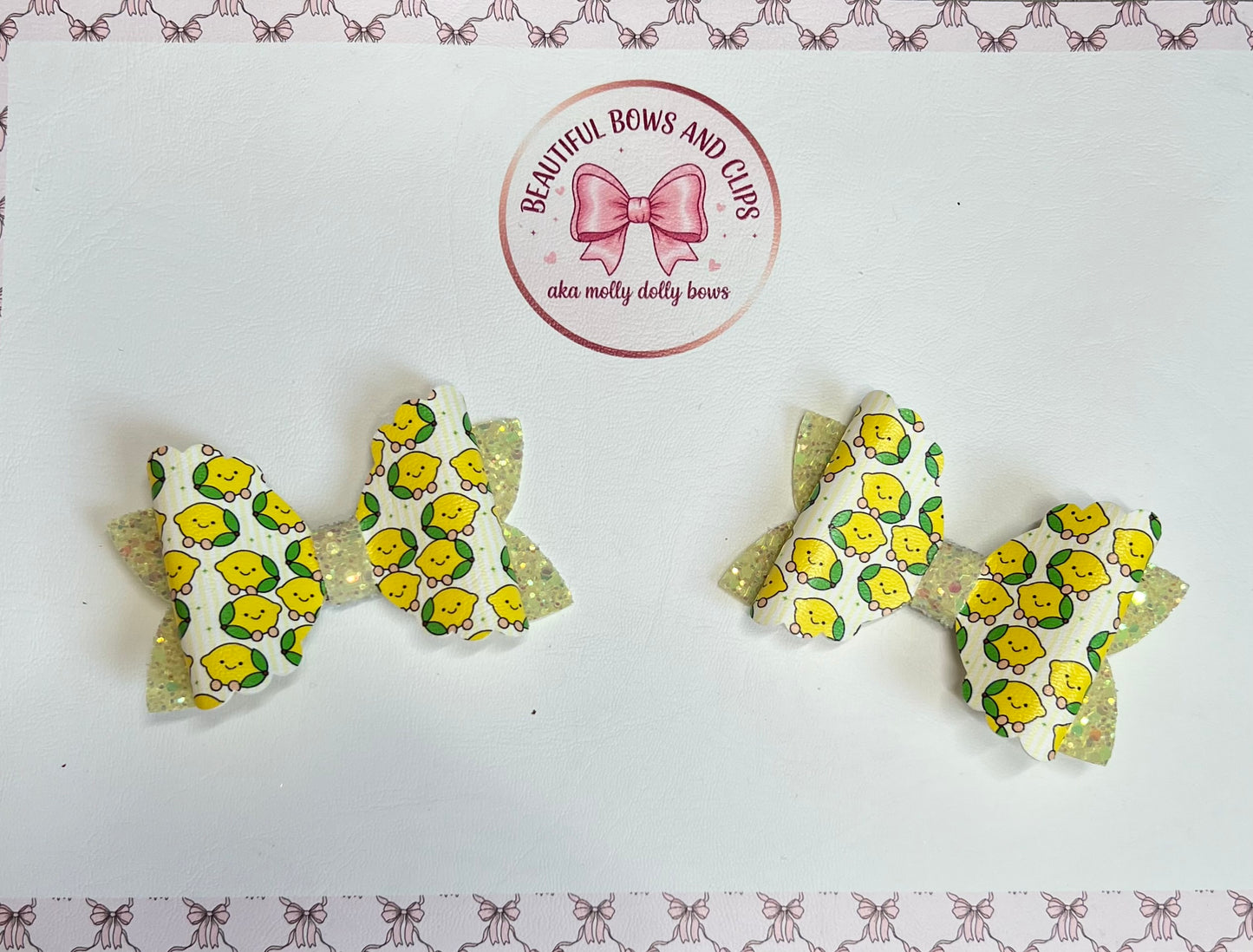 Jelly cat lemons hair bow set