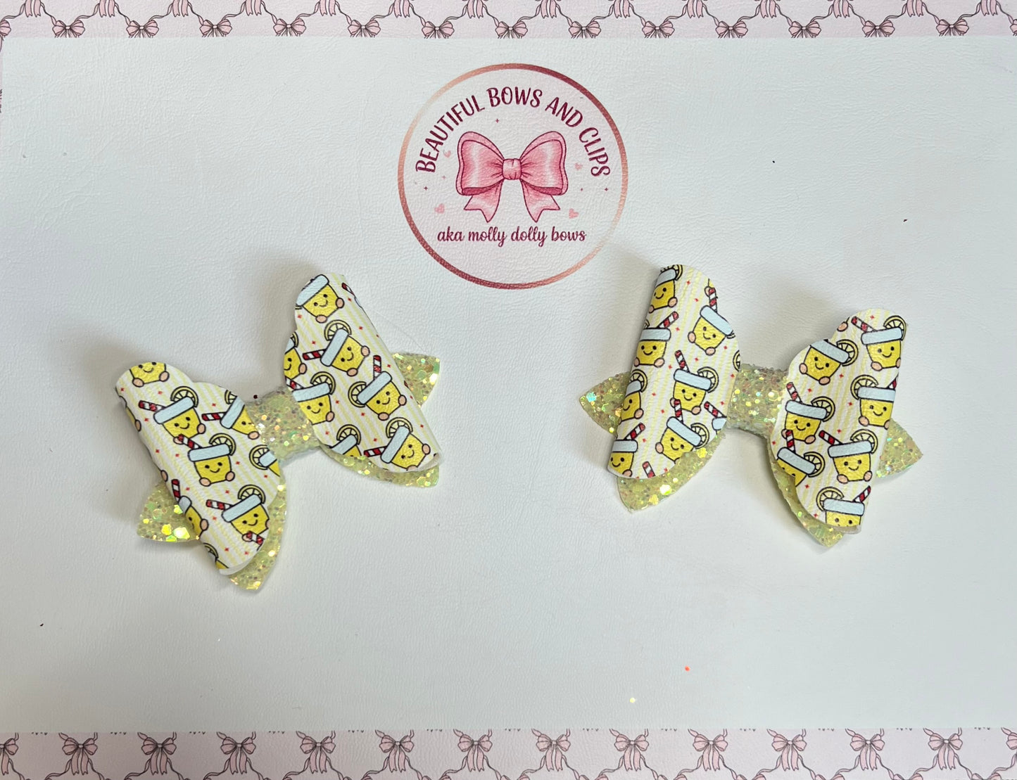 Jelly cat lemonade hair bow set