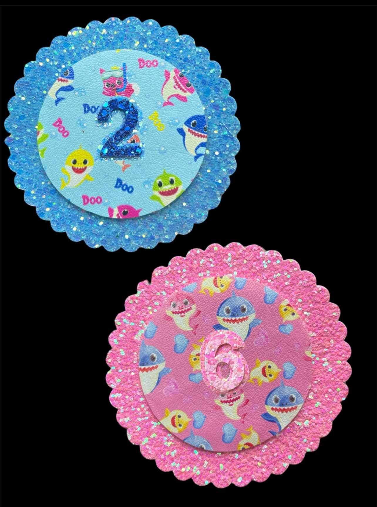 Shark birthday badge