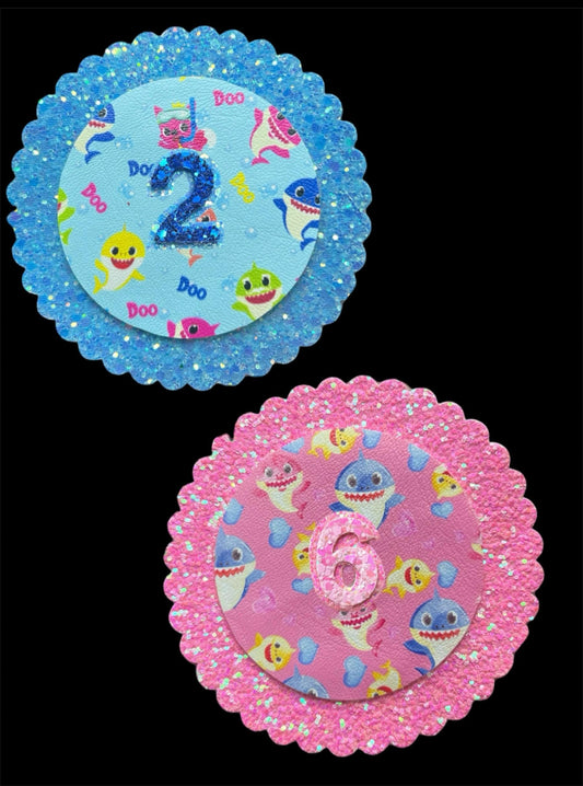 Shark birthday badge