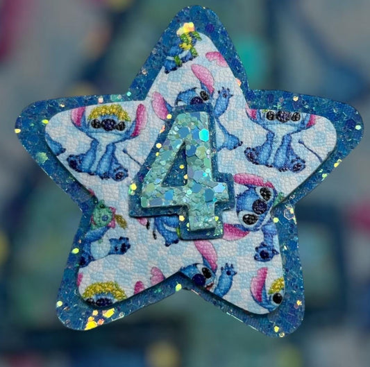 Blue monster birthday badge