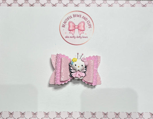Kitty butterfly pink hair bow