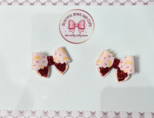 Mini croissant hair bow set
