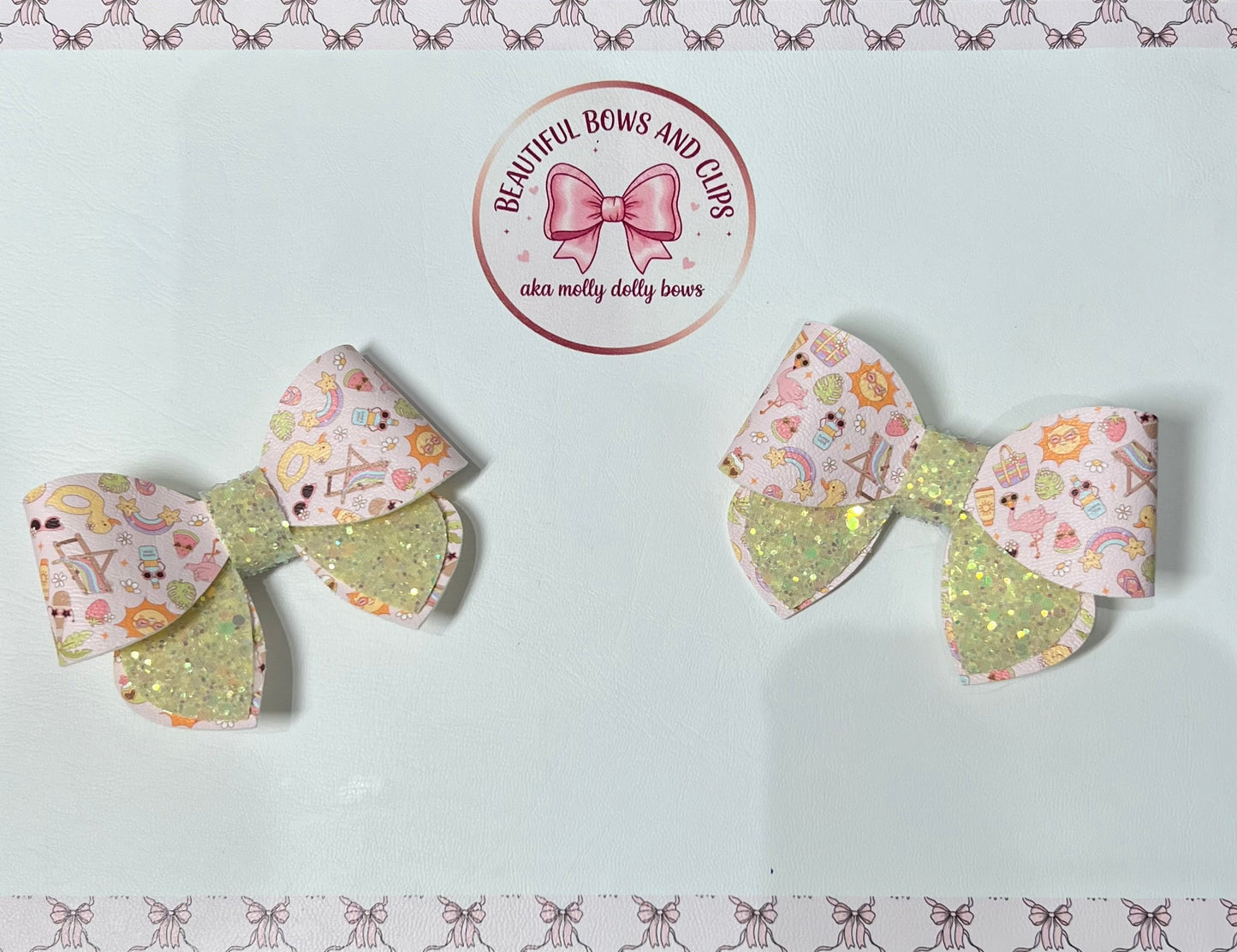 Summer hair bow set (yes one is upside down accidentally)