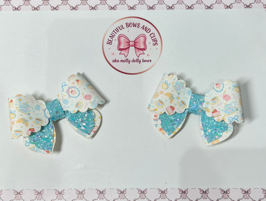 Tea party hair bow set