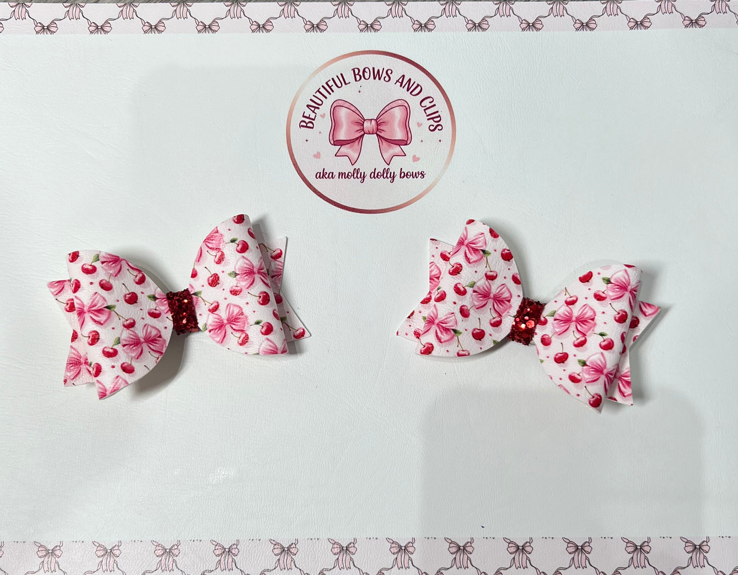 Cherry bows hair bow set