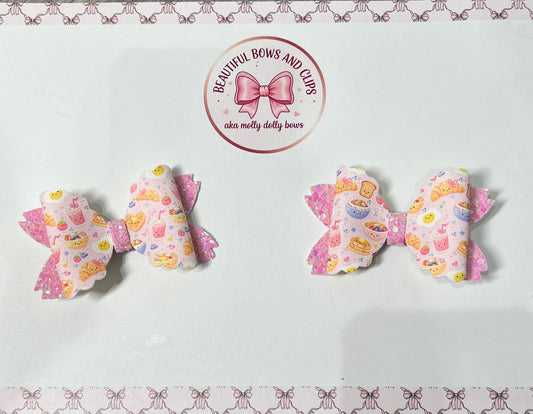 Breakfast time hair bow set