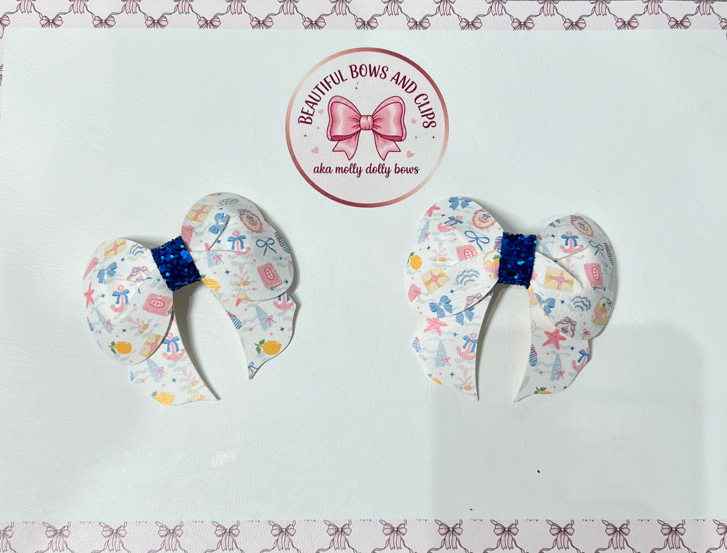 Blue beach hair bow set