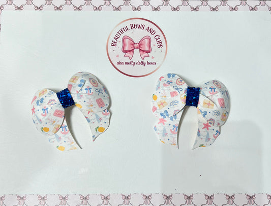 Blue beach hair bow set