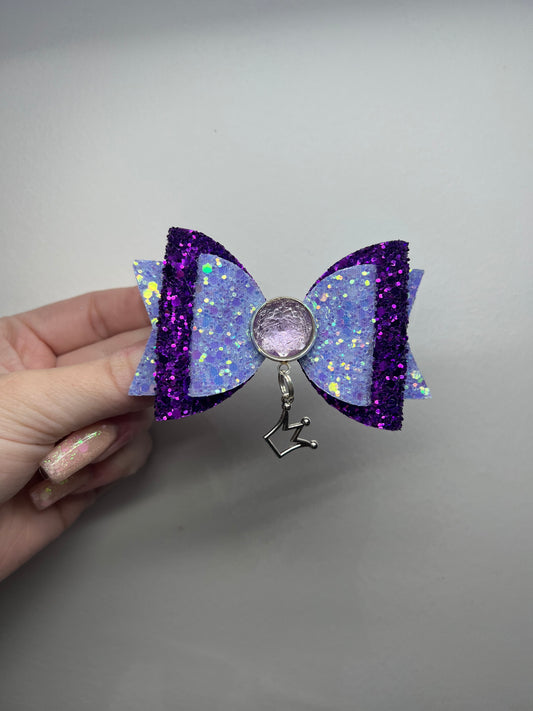 Purple crown charm bow