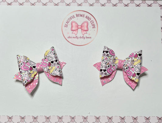 Pink summer hair bow set