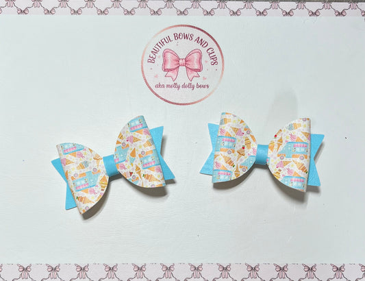 Icecream van hair bow set