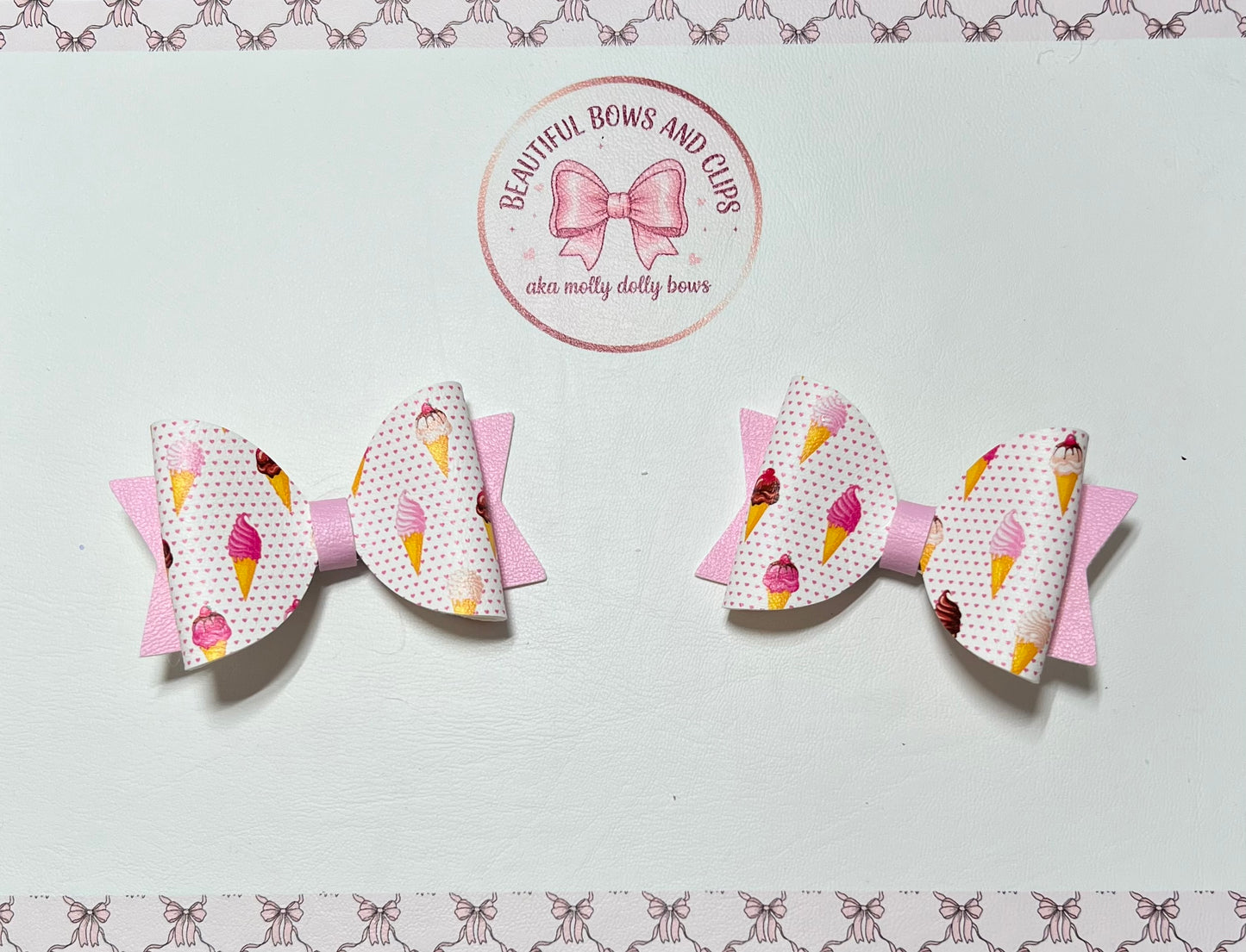 I love icecream hair bow set